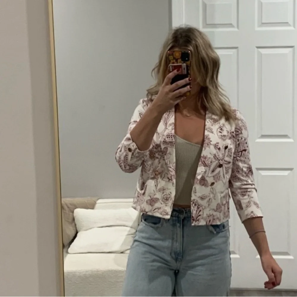 ✅ Isabel Marant Jacket Lisa Paisley Cropped Double Breasted in Purple White